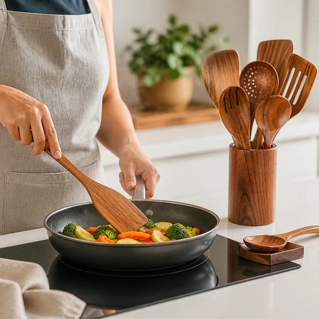 Kitchen Utensil Set Teak Heat-Resistant 9-Piece