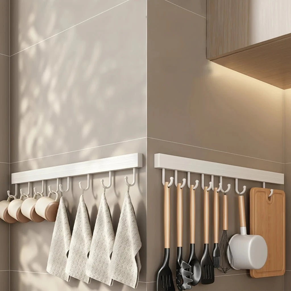 Kitchen Wall Hook Organizer Stainless Steel Space-Saving