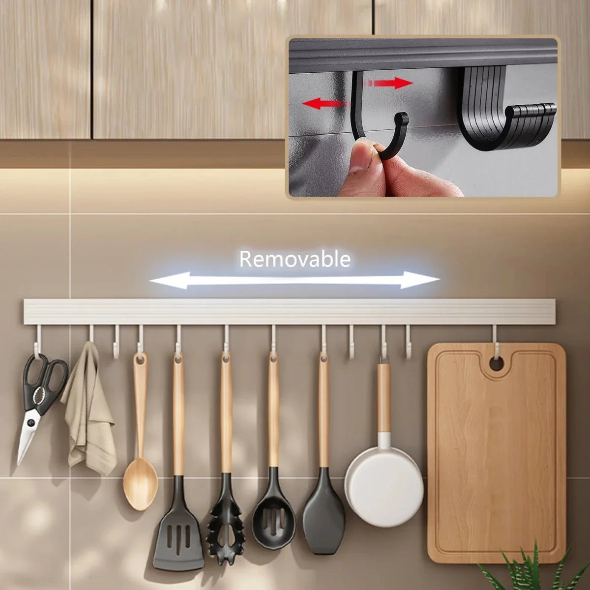 Kitchen Wall Hook Organizer Stainless Steel Space-Saving