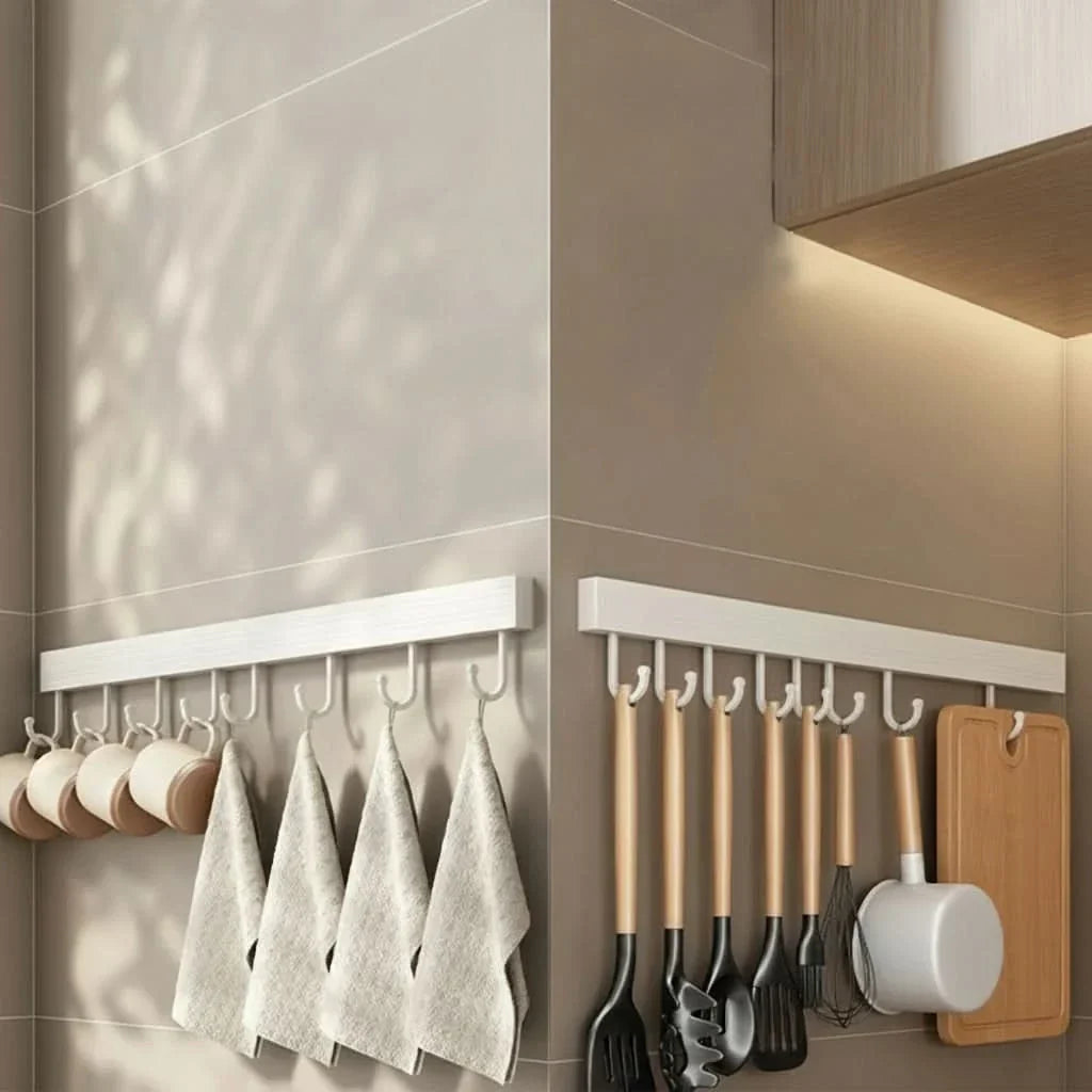 Kitchen Wall Rack Coated Metal No-Drill Installation