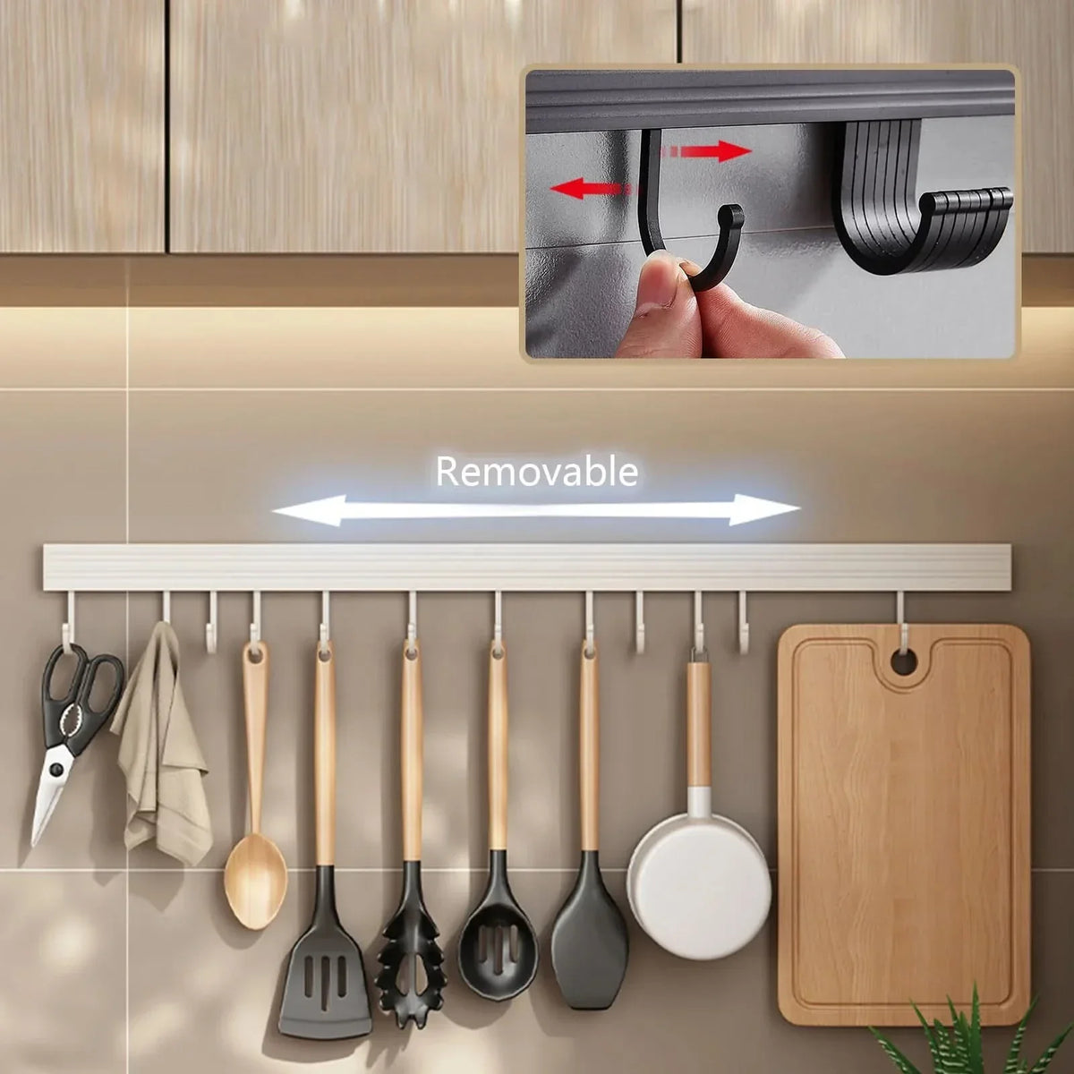Kitchen Wall Rack Coated Metal No-Drill Installation