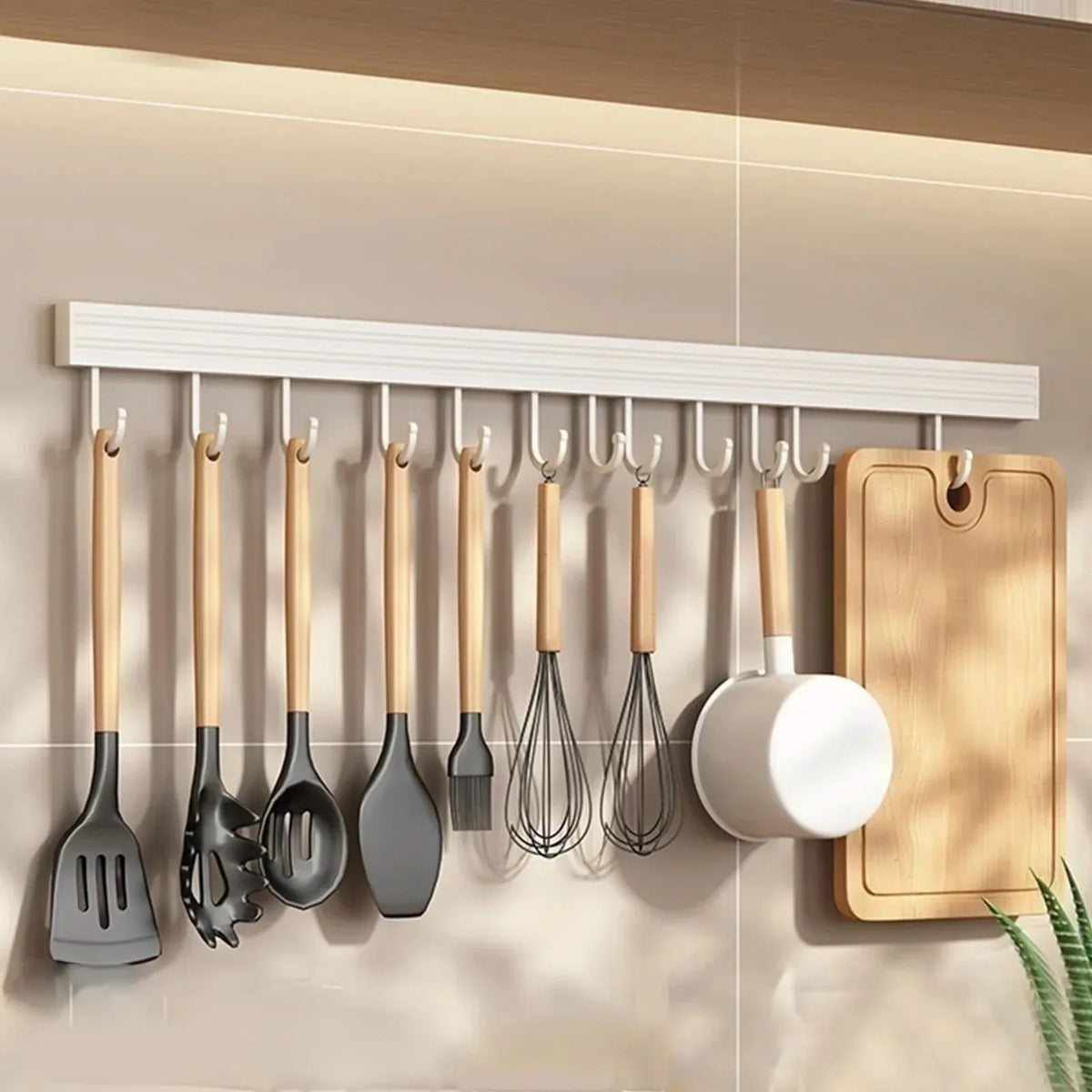 Kitchen Wall Rack Coated Metal No-Drill Installation