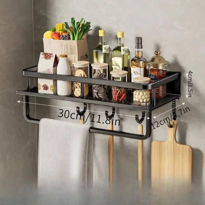 Kitchen Wall Shelf Powder-Coated Steel Space-Saving