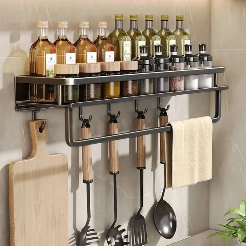 Kitchen Wall Shelf Powder-Coated Steel Space-Saving