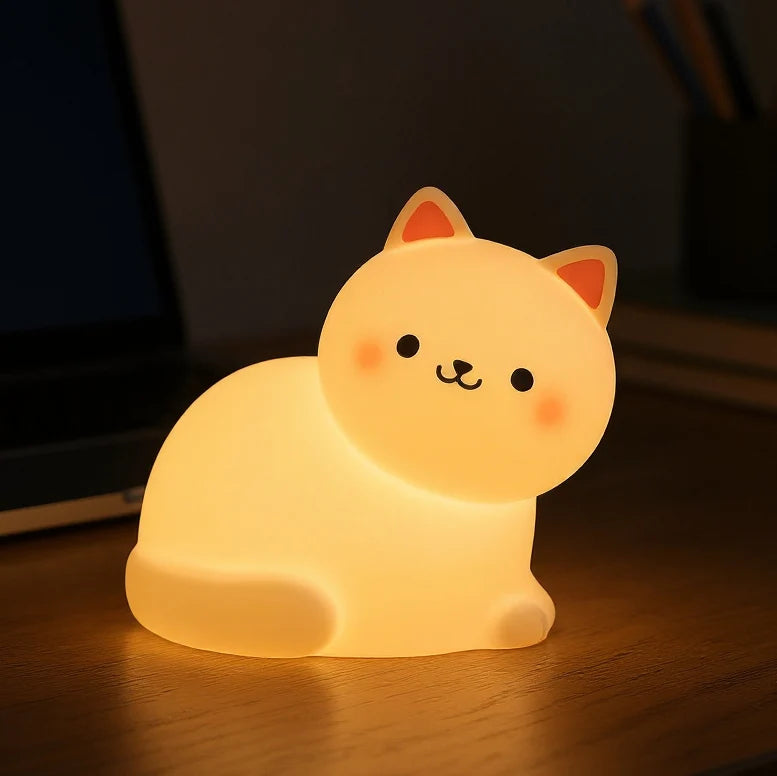 Kitten Night Light Silicone Warm Diffused Glow