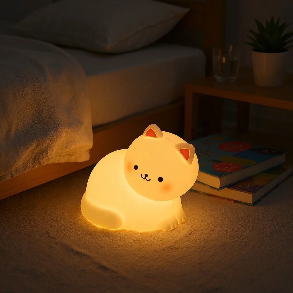 Kitten Night Light Silicone Warm Diffused Glow