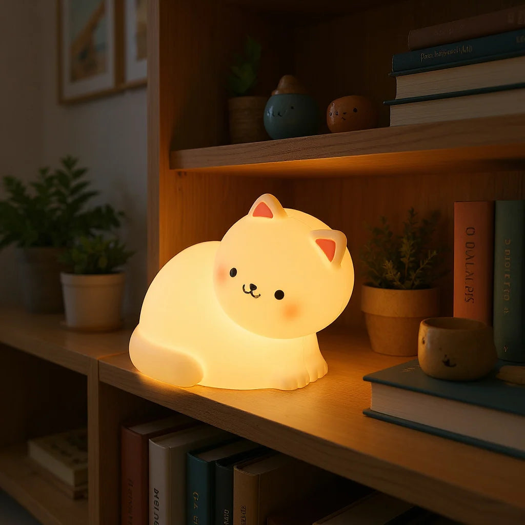 Kitten Night Light Silicone Warm Diffused Glow