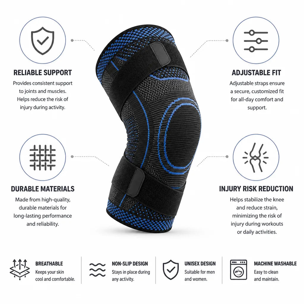 Knee Brace Compression Support Adjustable Fit