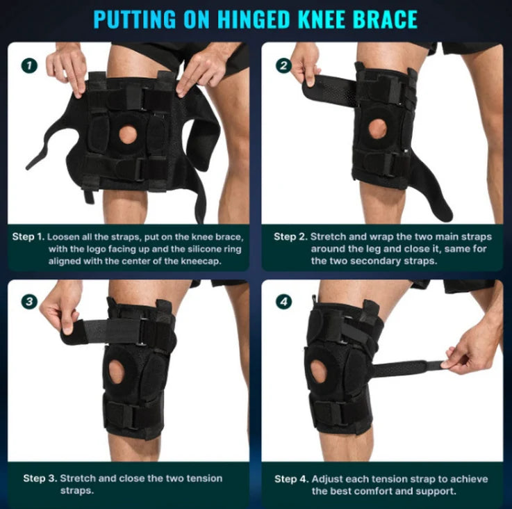 Knee Brace Hinged Gel Patella Pad & Removable Hinges