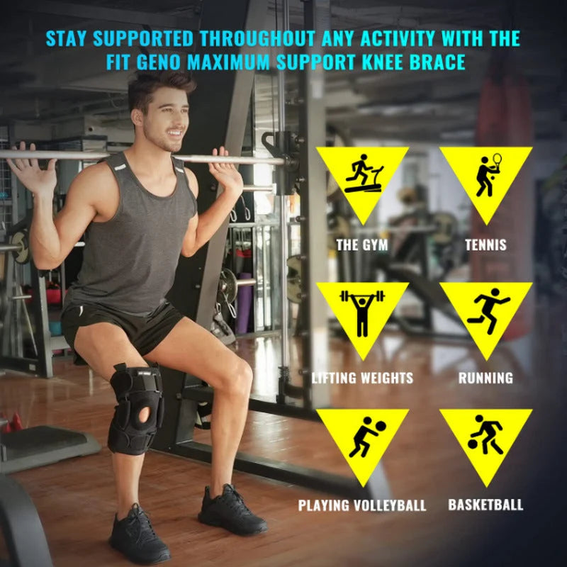 Knee Brace Hinged Gel Patella Pad & Removable Hinges