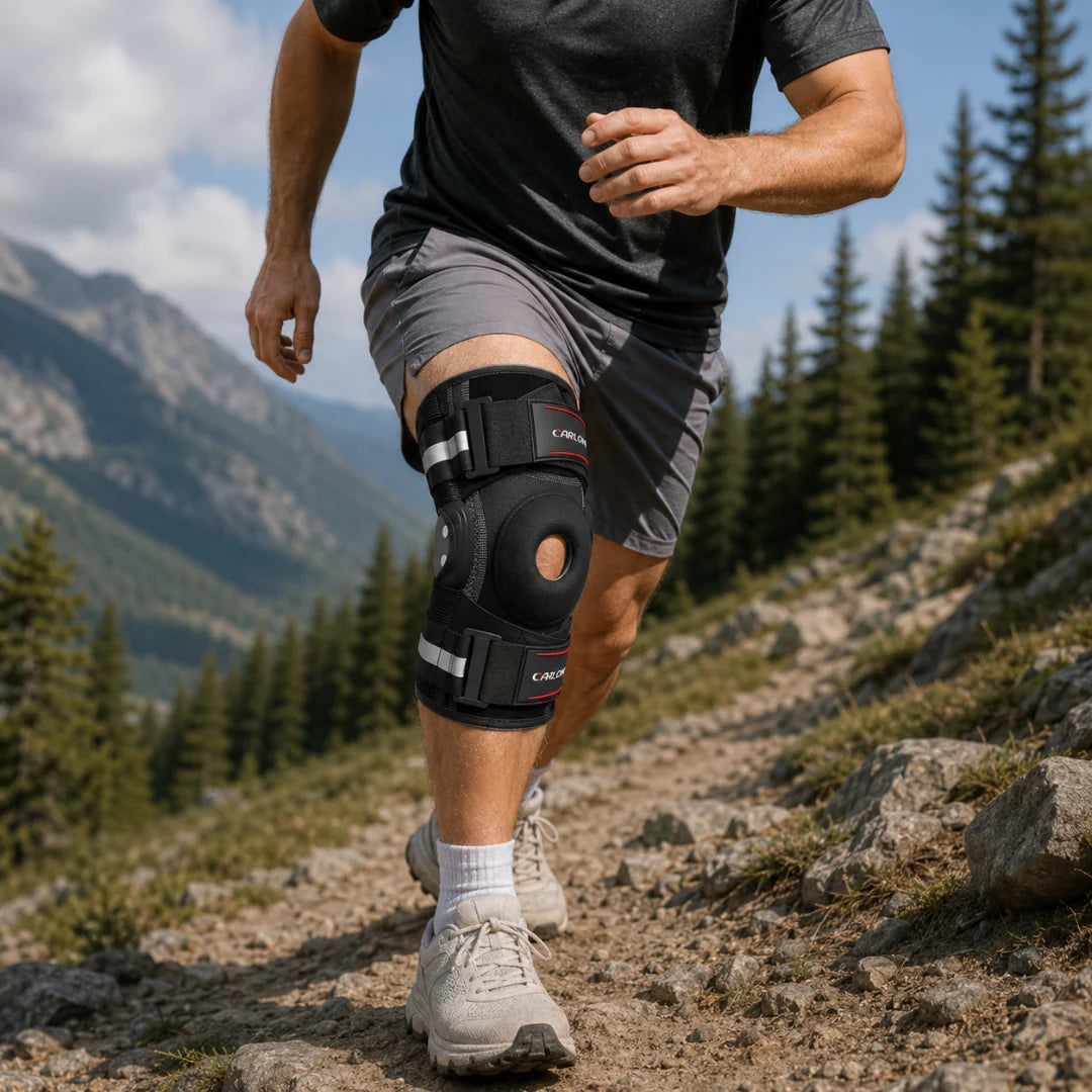 Knee Brace Hinged Side Stabilizers Open Patella Adjustable Straps
