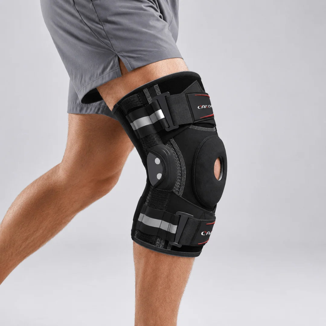 Knee Brace Hinged Side Stabilizers Open Patella Adjustable Straps