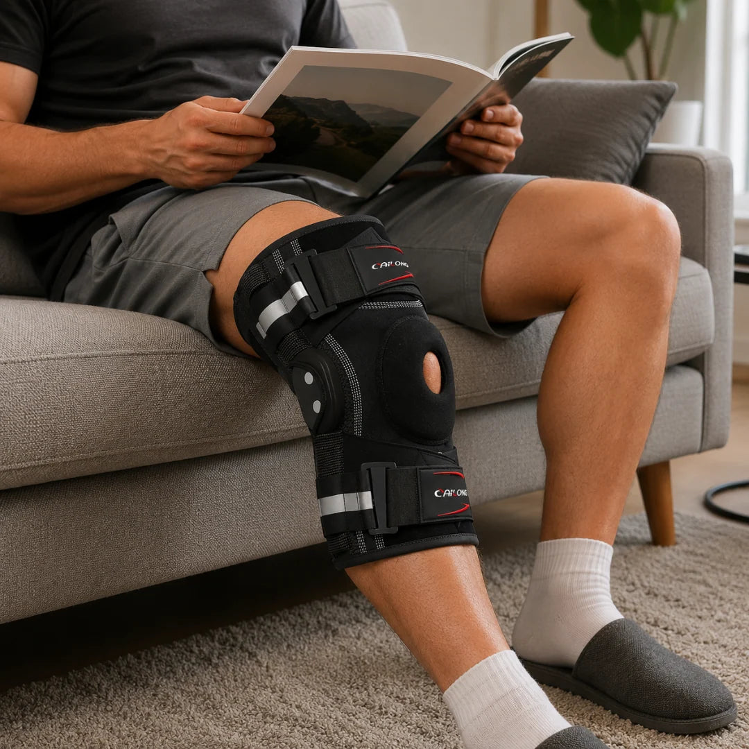 Knee Brace Hinged Side Stabilizers Open Patella Adjustable Straps
