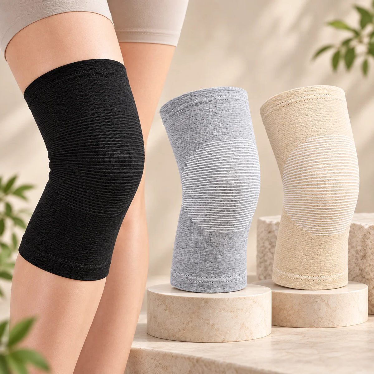 Knee Compression Sleeve Breathable Bamboo Fabric Flexible Support