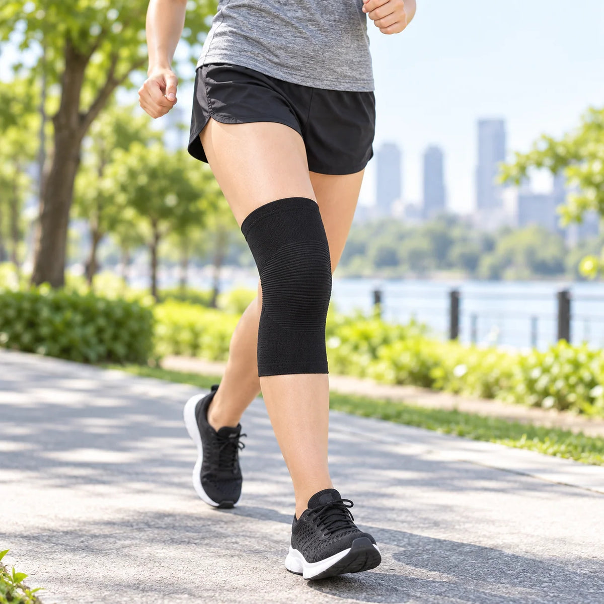 Knee Compression Sleeve Breathable Bamboo Fabric Flexible Support