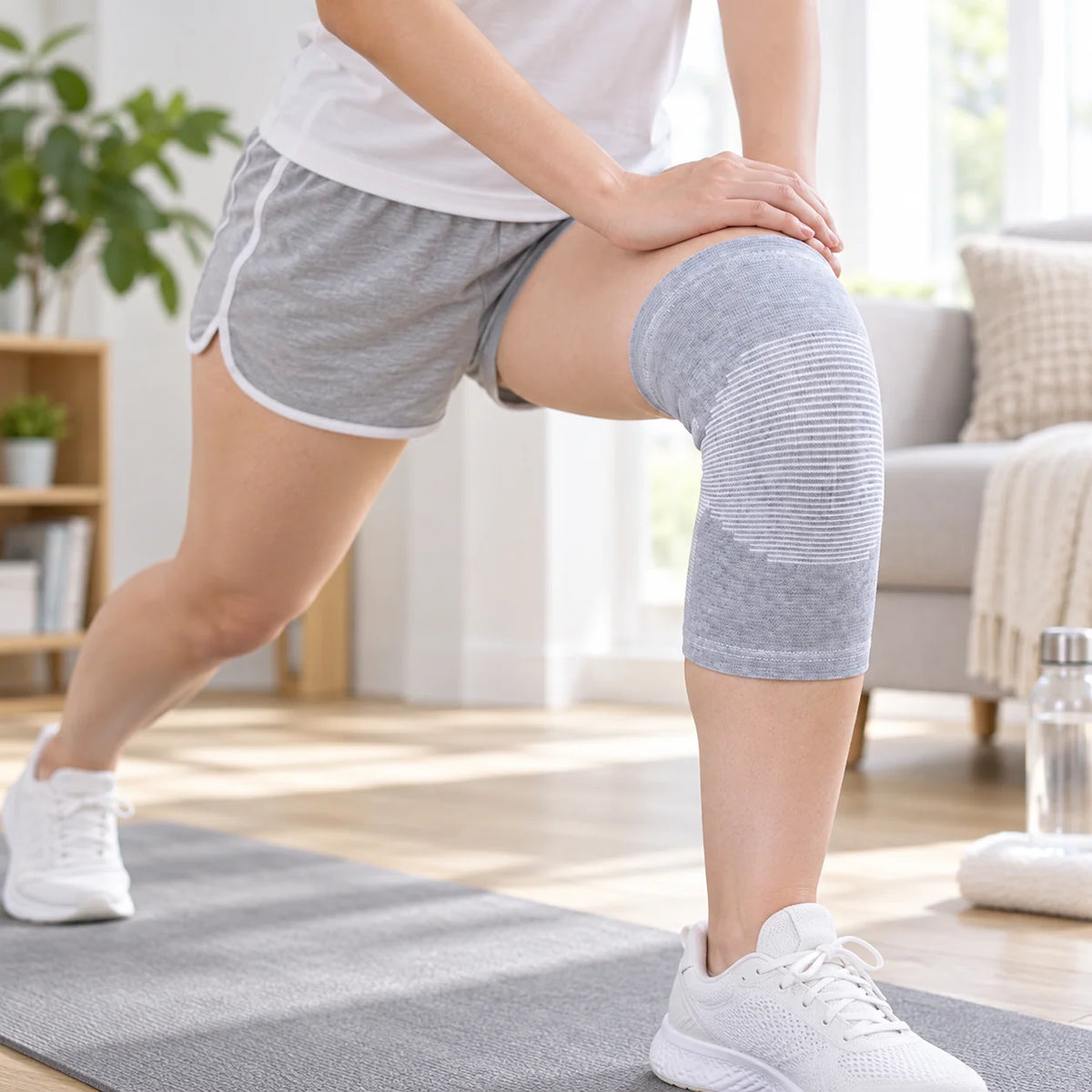 Knee Compression Sleeve Breathable Bamboo Fabric Flexible Support