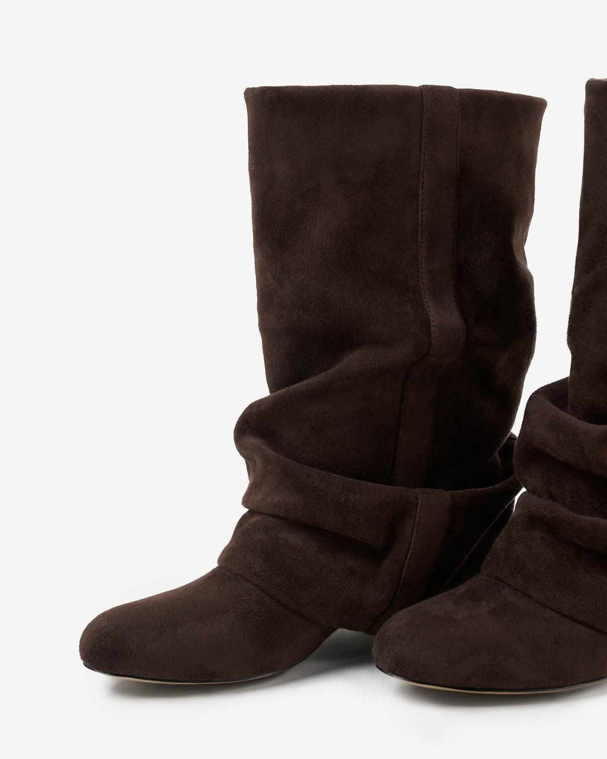 Knee-High Boots Slouchy Rounded Toe Dark Chocolate