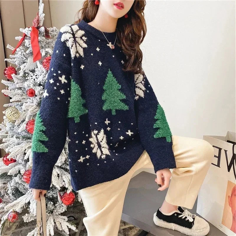 Knit Sweater Snowflake Pattern Soft No-Itch