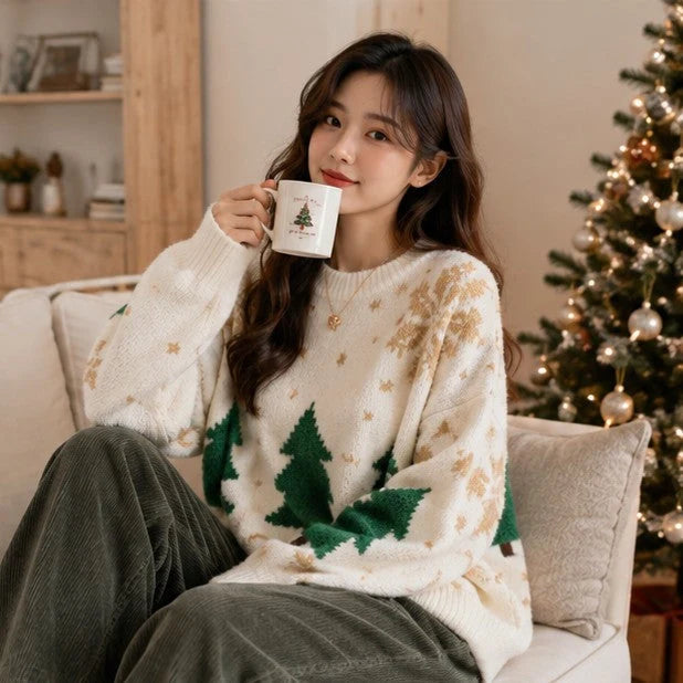 Knit Sweater Snowflake Pattern Soft No-Itch