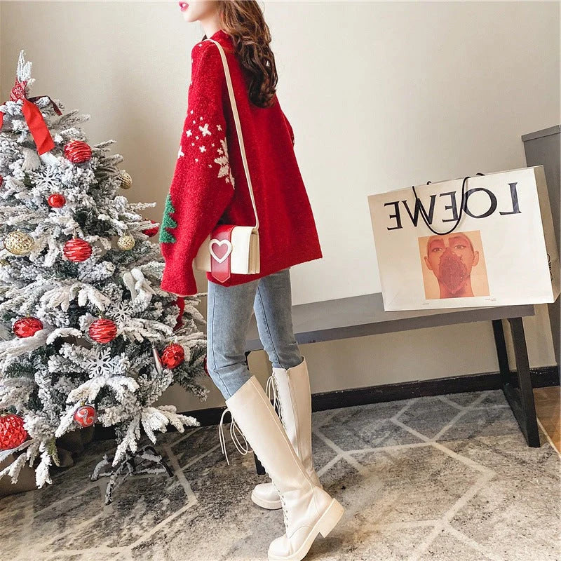 Knit Sweater Snowflake Pattern Soft No-Itch