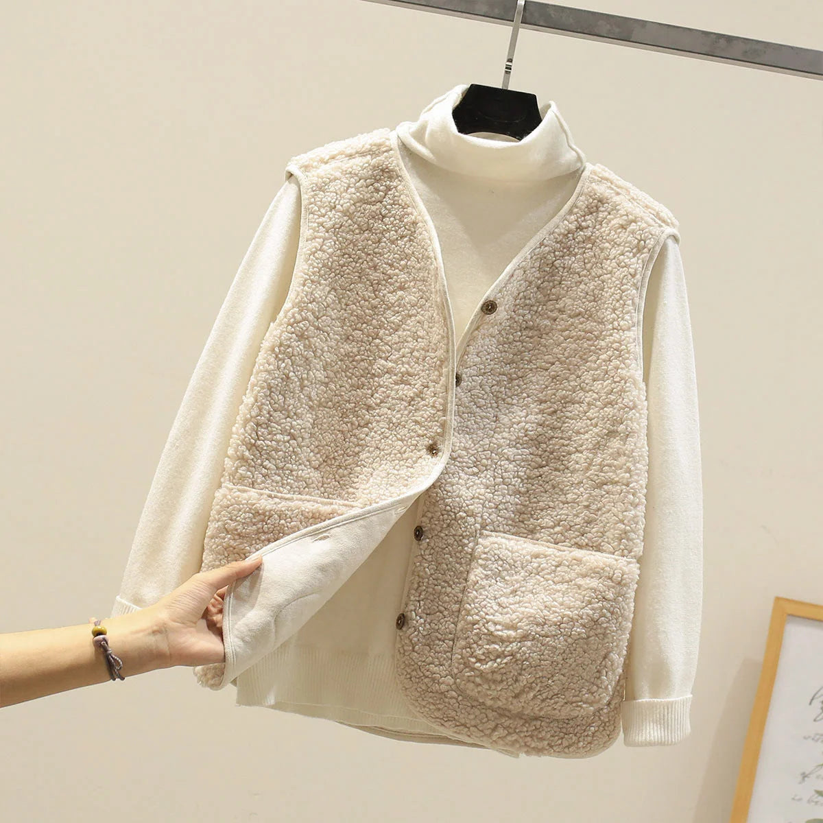 Knit Vest Lambswool Breathable Fine Knit