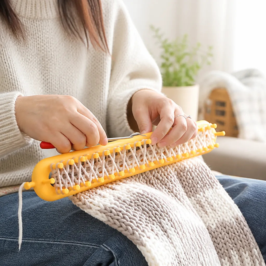 Knitting Loom Needle-Free Pin-Based Frame Compact & Portable