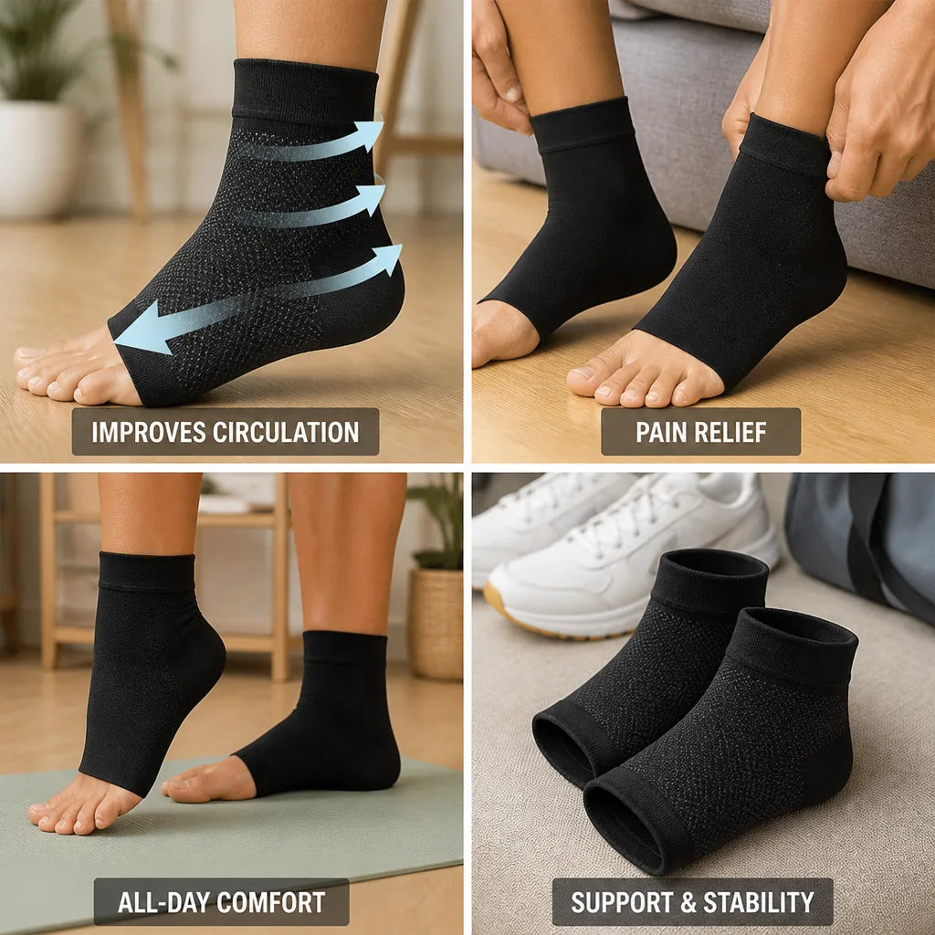 Kompressionsknöchelsocken mit abgestufter Kompression und Fußgewölbestütze