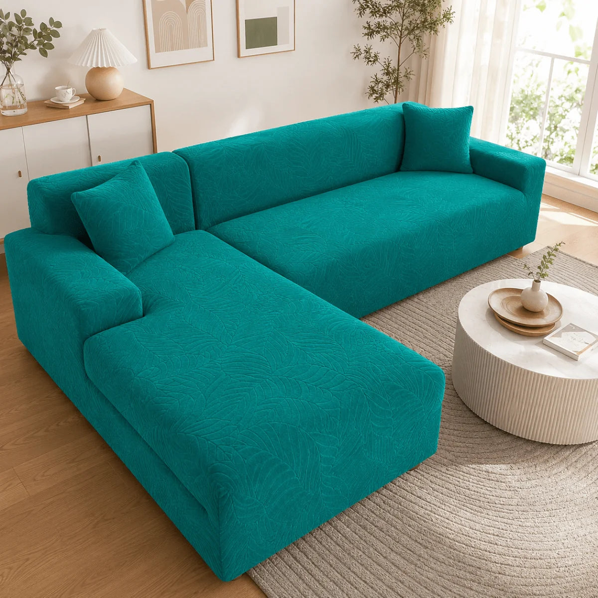 L-Shaped Sofa Cover Polyester Machine Washable Upholstery Protection