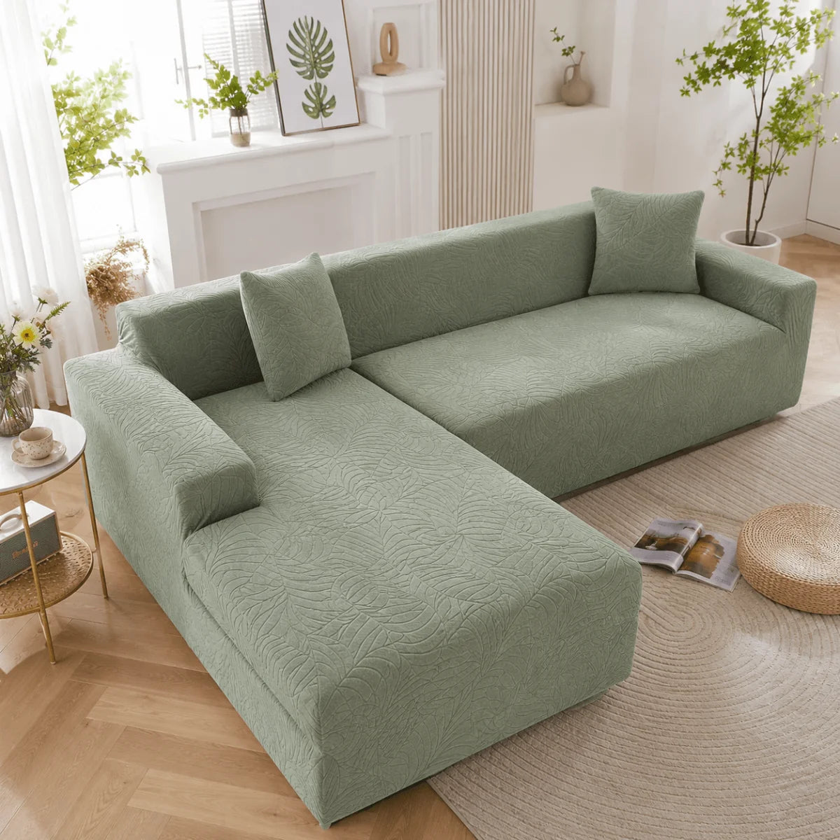 L-Shaped Sofa Cover Polyester Machine Washable Upholstery Protection