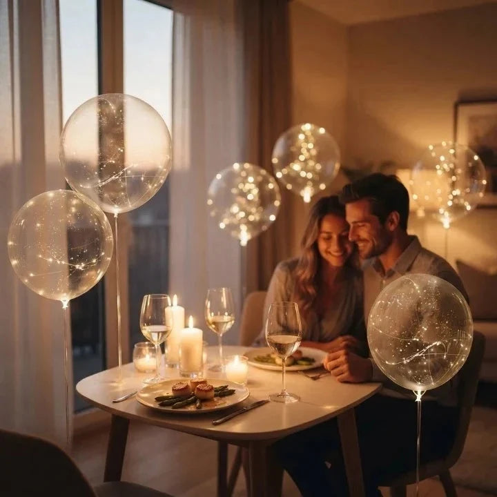 LED Balloons Warm White Glow Reusable Set of 10