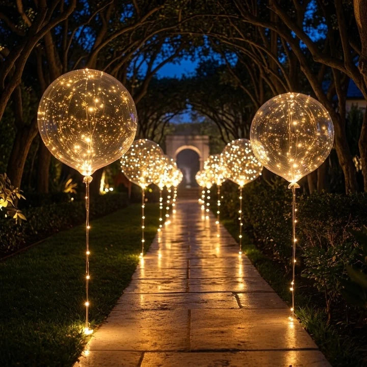 LED Balloons Warm White Glow Set of 10