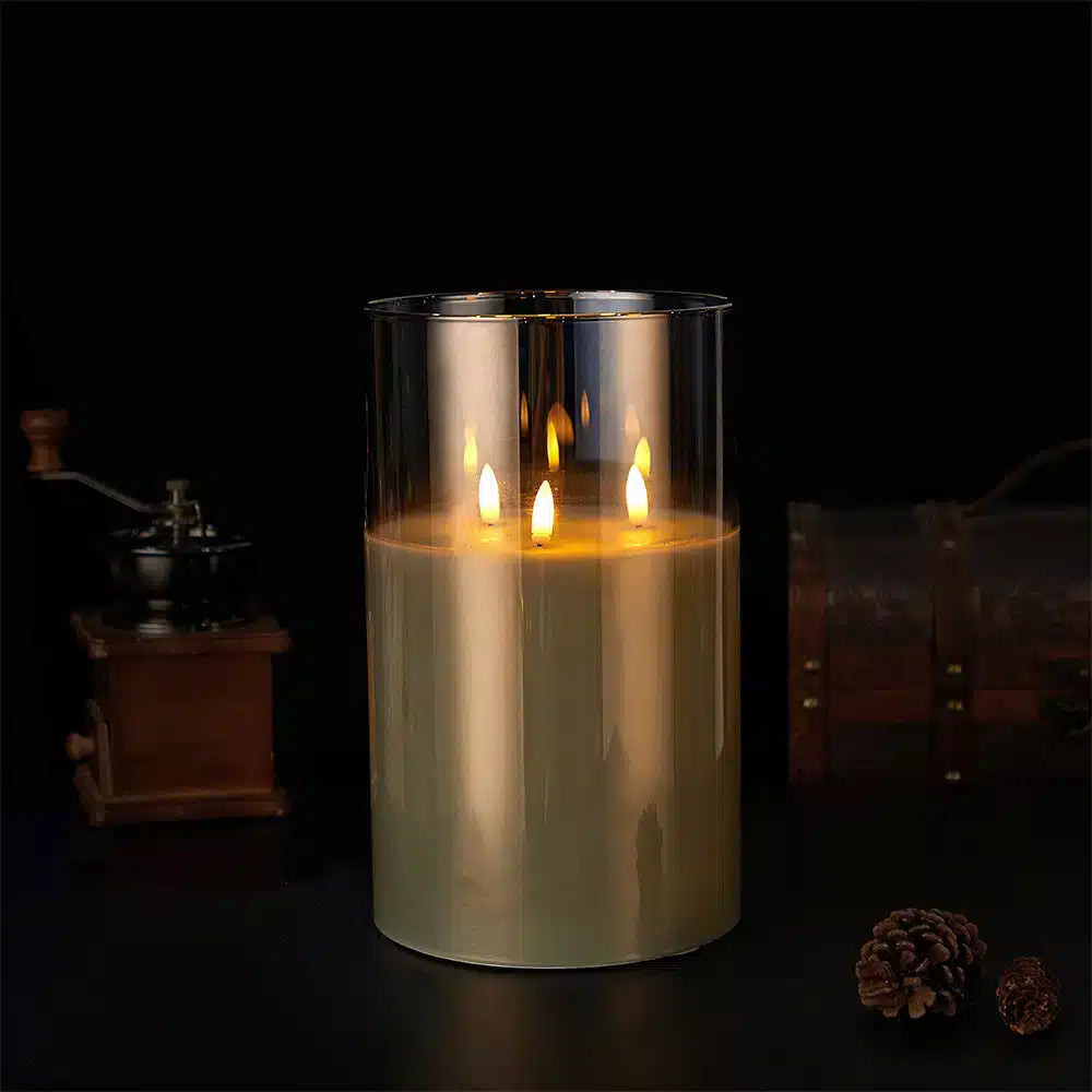 LED Candle Paraffin Wax Triple Flickering Flames