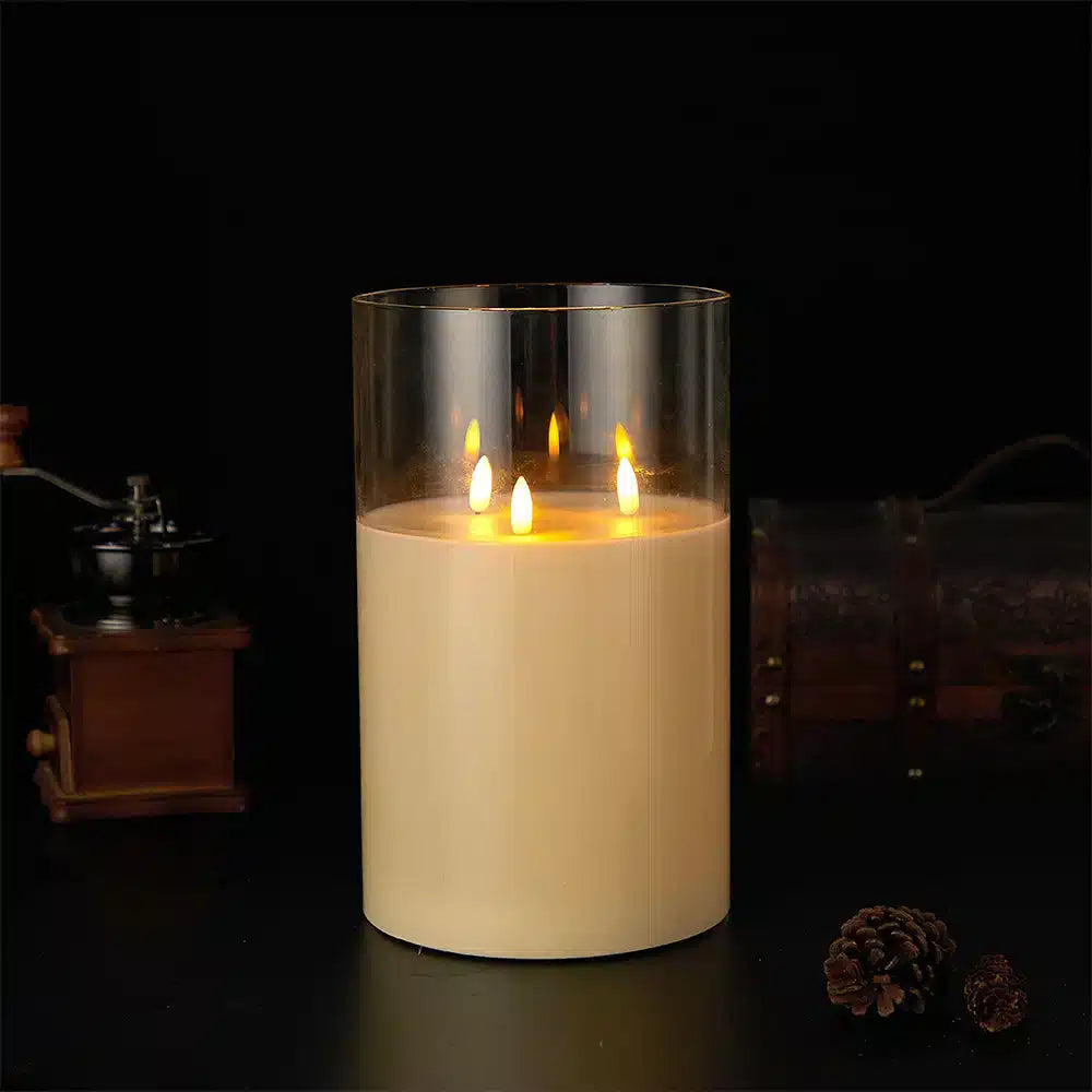 LED Candle Paraffin Wax Triple Flickering Flames
