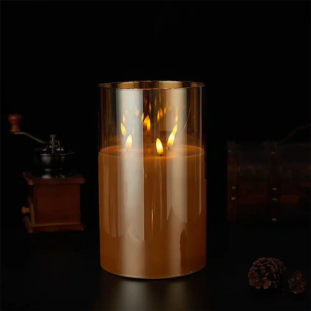 LED Candle Paraffin Wax Triple Flickering Flames