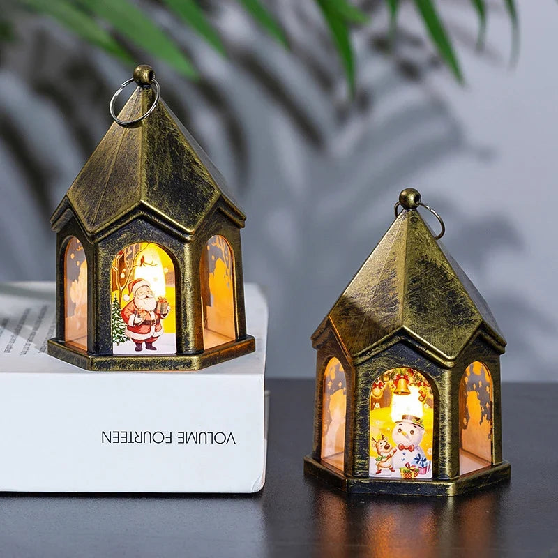 LED Christmas Lantern House-Shaped Flameless & Battery-Powered
