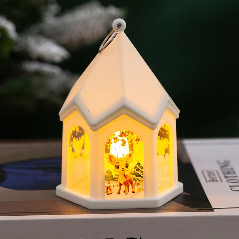 LED Christmas Lantern House-Shaped Flameless & Battery-Powered