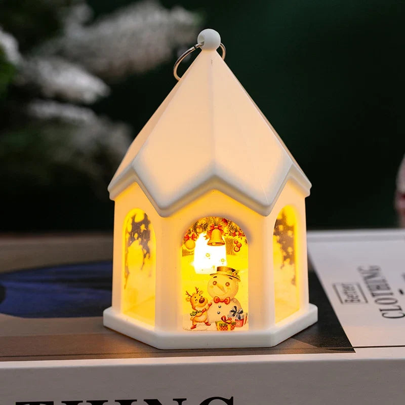 LED Christmas Lantern House-Shaped Flameless & Battery-Powered