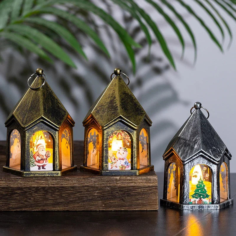 LED Christmas Lantern House-Shaped Flameless & Battery-Powered