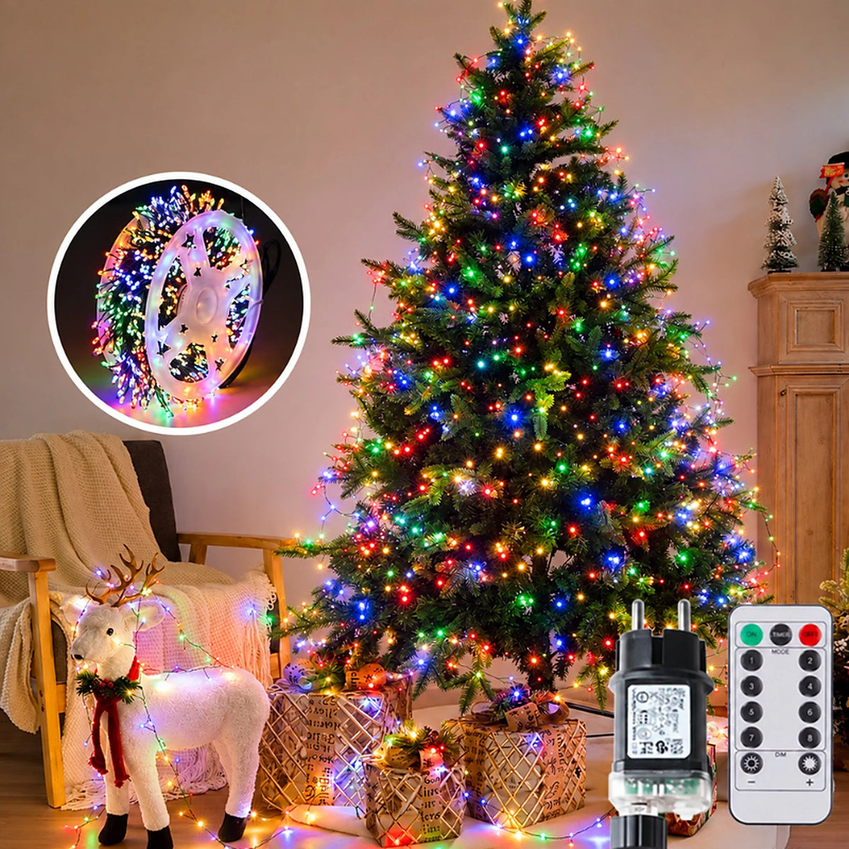 LED Cluster String Lights Dense, Dimmable & Remote Control