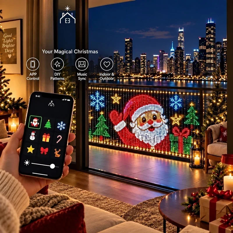 LED Curtain Lights App-Controlled Pixel Designs 400 LEDs