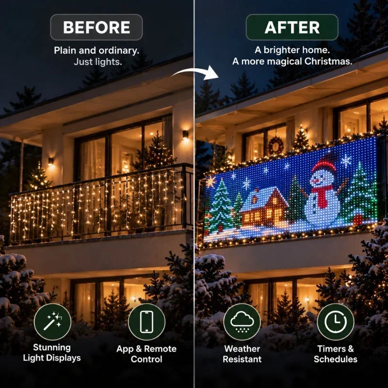LED Curtain Lights App-Controlled Pixel Designs 400 LEDs
