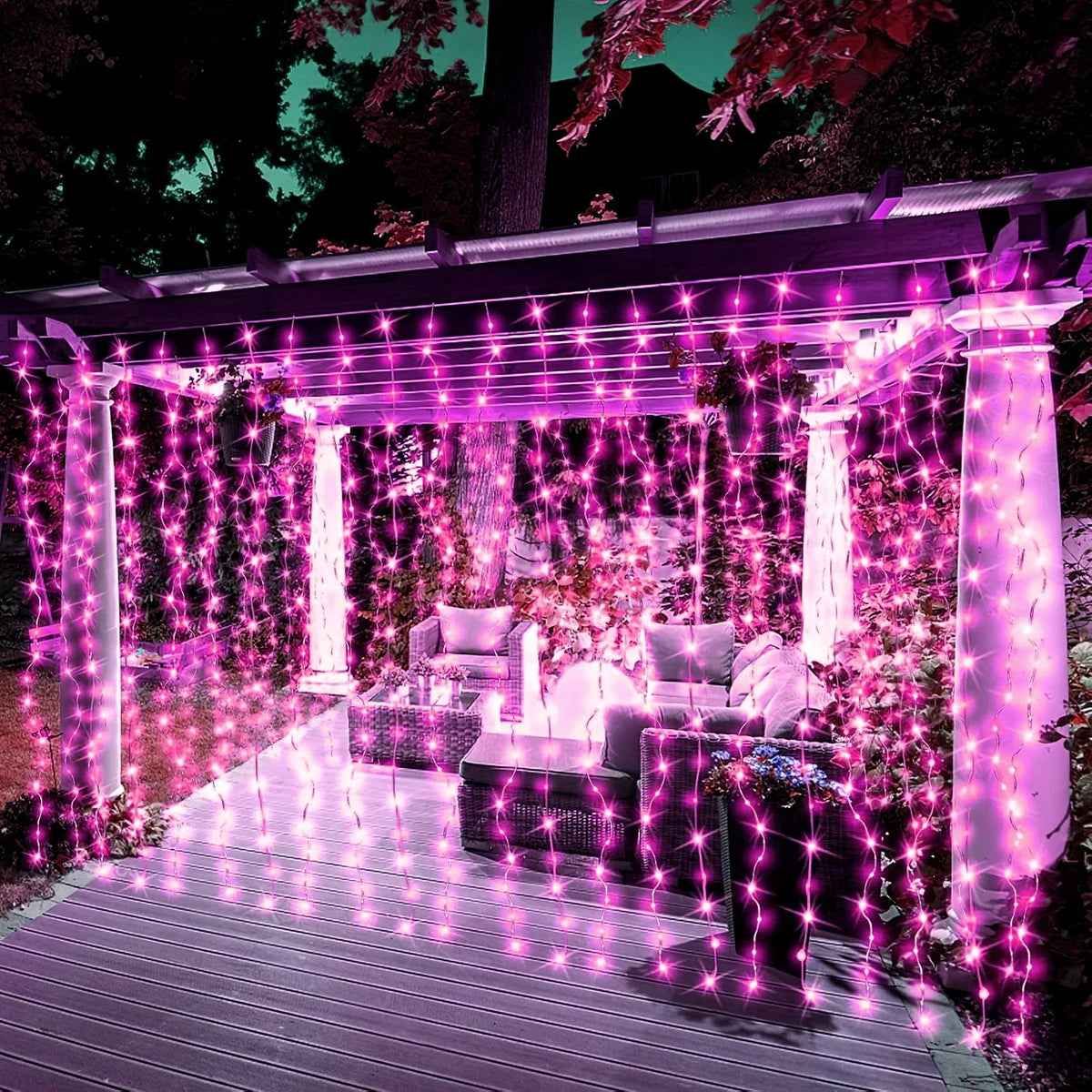 LED Curtain Lights USB Type-C 8 Lighting Modes