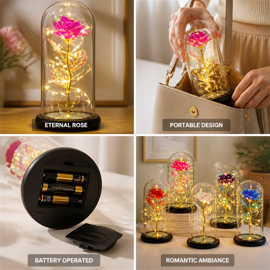 LED-Illuminated Borosilicate Glass Dome Light (Battery-Operated)