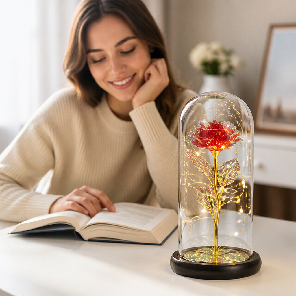 LED-Illuminated Borosilicate Glass Dome Light (Battery-Operated)