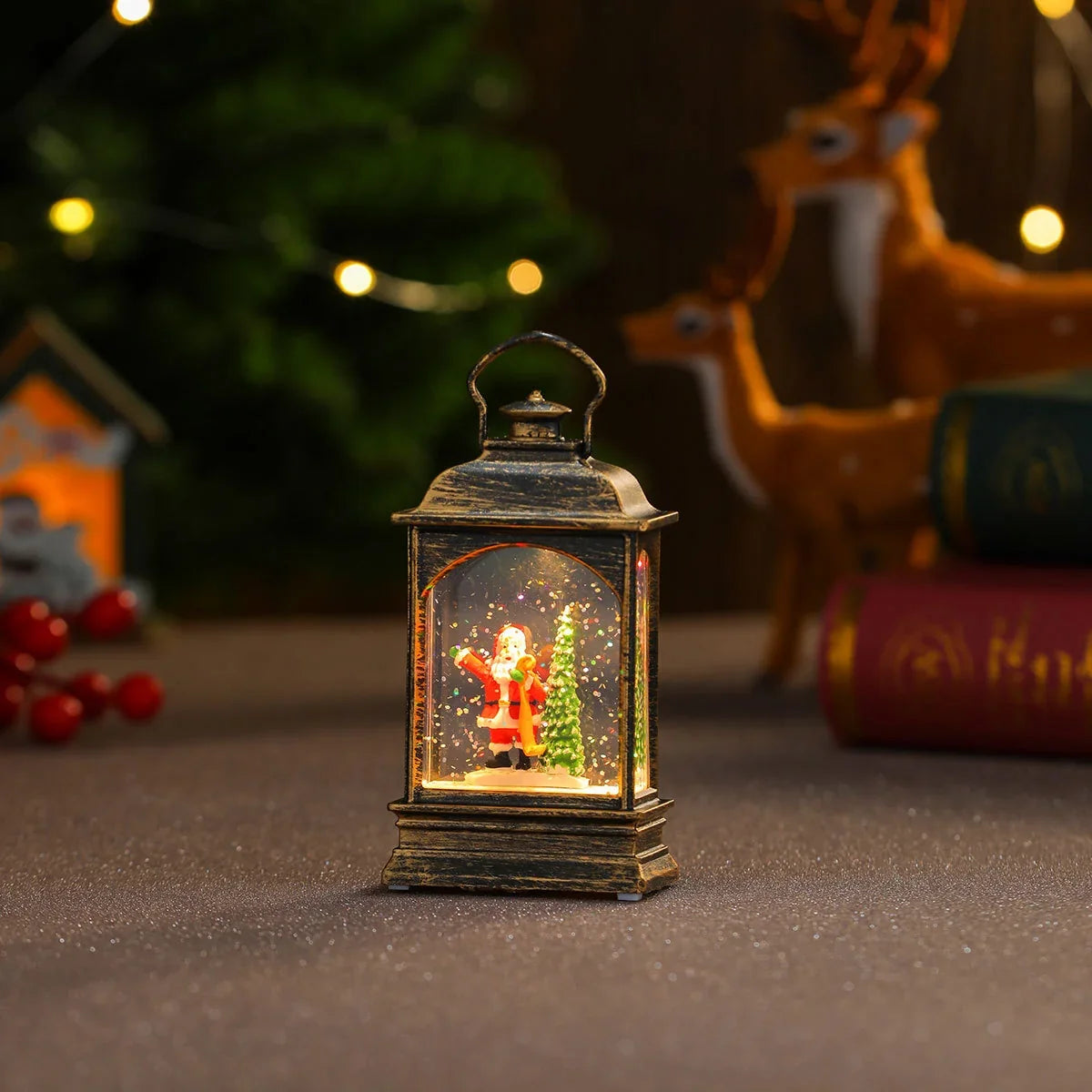 LED Lantern Snowman & Tree Warm Glow