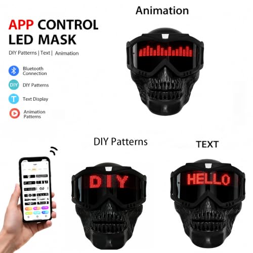 LED Mask App-Controlled Custom Display 8-Hour Runtime