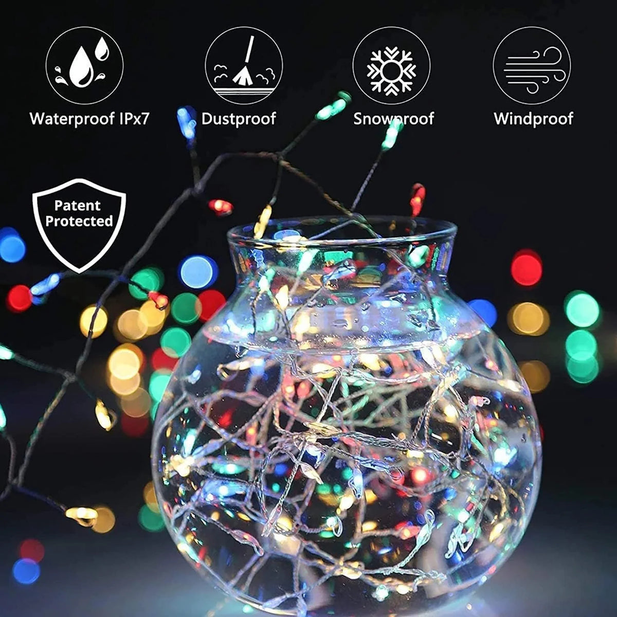 LED String Lights Flexible Copper Wire Wireless Remote Weather-Resistant