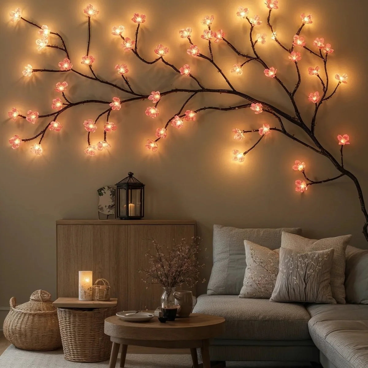 LED String Lights Warm White & Pink USB Powered 72 Lights