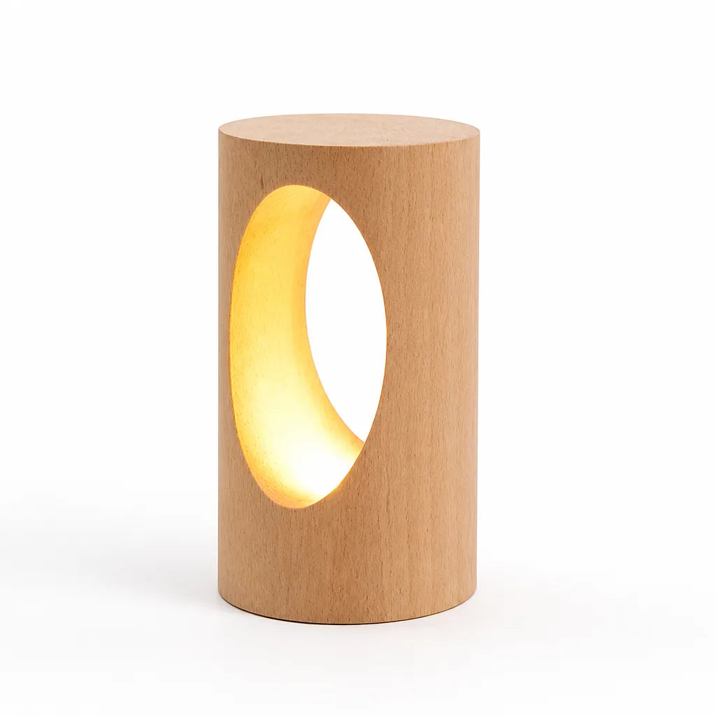 LED Table Lamp Solid Wood USB Powered Warm White