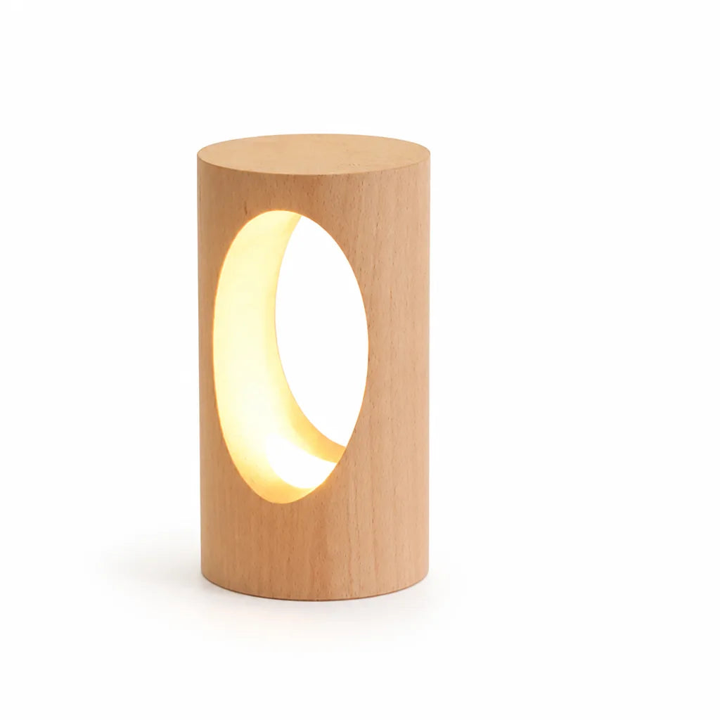 LED Table Lamp Solid Wood USB Powered Warm White
